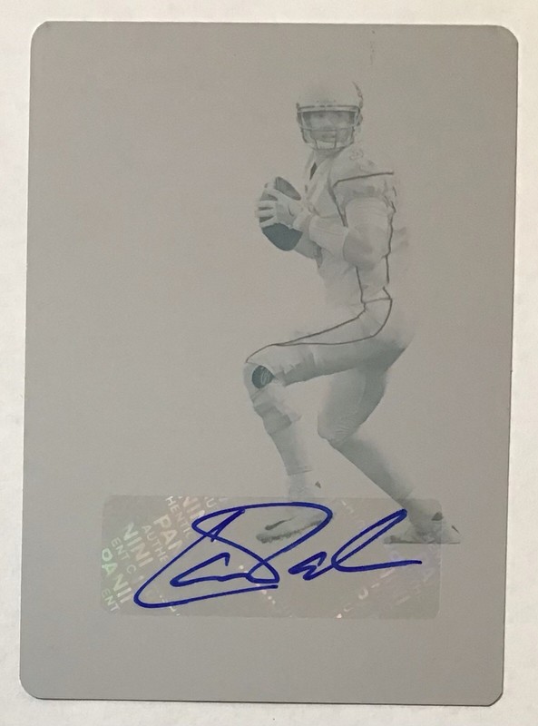 CARSON PALMER 2018 PLATES & PATCHES AUTO 1/1 CYAN PRINTING PLATE CARDINALS