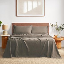 DAPU Pure Linen Sheets Set, 100 French from Queen, Gray Green