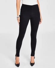 I.n.c. International Concepts Mid Rise SkinnyJeans with Ankle Zip, Deep Black, 6