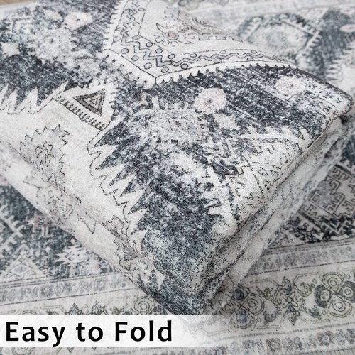 NOTASA Boho Small Rug 2x3 Washable Area Rugs for Entryway Non Slip Grey Aztec... - Picture 5 of 8