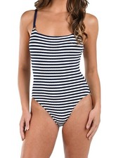 La Blanca Sail One Piece Swimsuit Indigo /White Stripe Size 8, 137