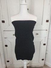 EXPRESS Black Ribbed Strapless BodyCon Mini Dress, Bandeau Tube Top Dress Sz Lg