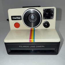 Polaroid SX-70 OneStep White Rainbow Stripe Land Camera Vintage Original