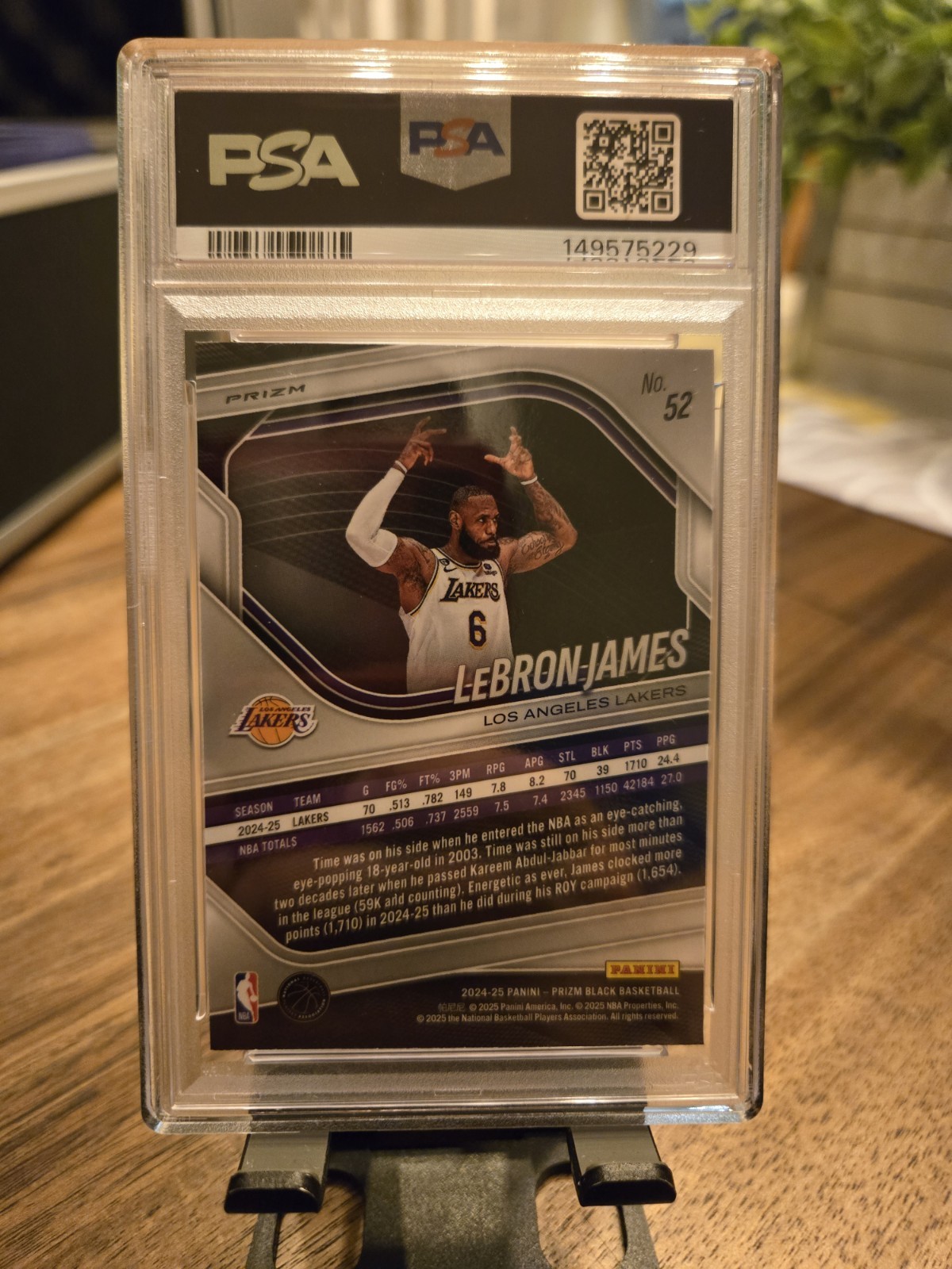 2024 Prizm Black LeBron James #52 Hyper Prizm PSA 10 view 2