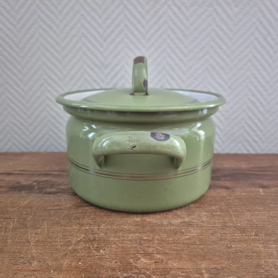 Ancienne casserole hollandaise en émail, ustensiles de cuisine, C1950, émail,... - Photo 4/4