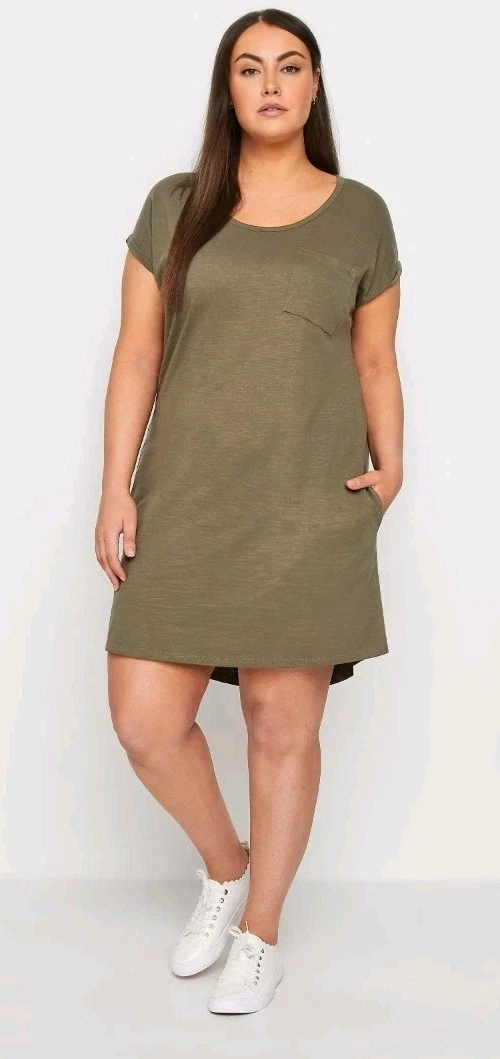 plus size t shirt dress uk Yours Women's Plus Size Pink Poplin T-Shirt Midi Dress Size 16
