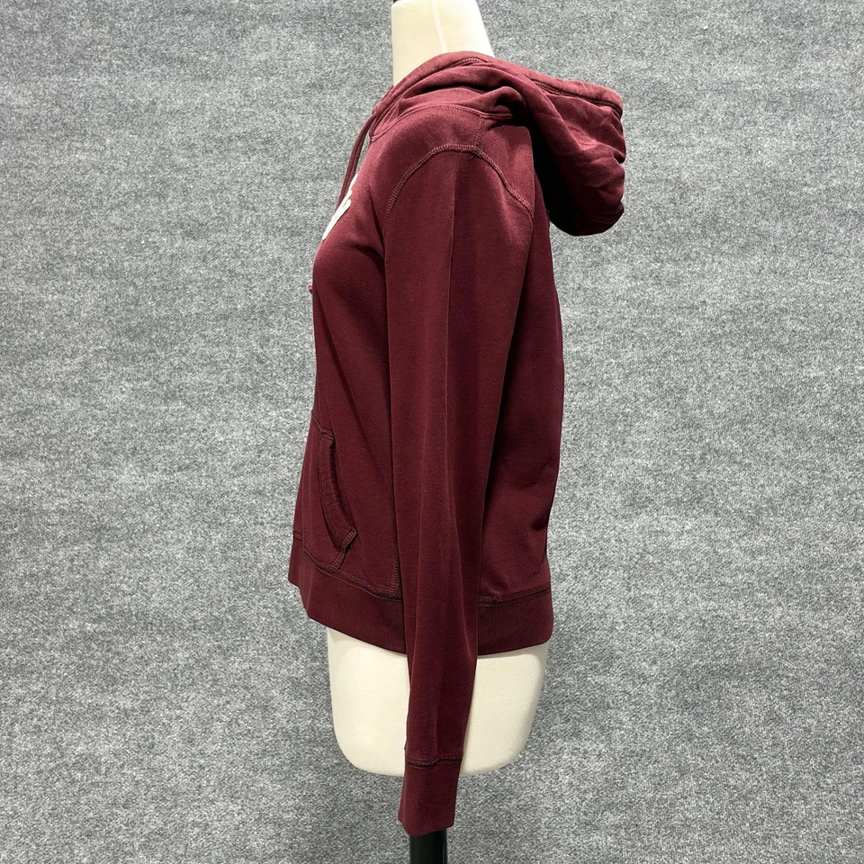 Moletom com capuz Abercrombie & Fitch feminino grande borgonha pulôver aplique - Imagem 4 de 4