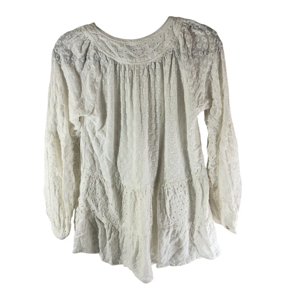 Blusa Campesina Meadow Rue Anthropologie Ojales Niveles Pradera Núcleo Blanca XS Foto 2 de 4