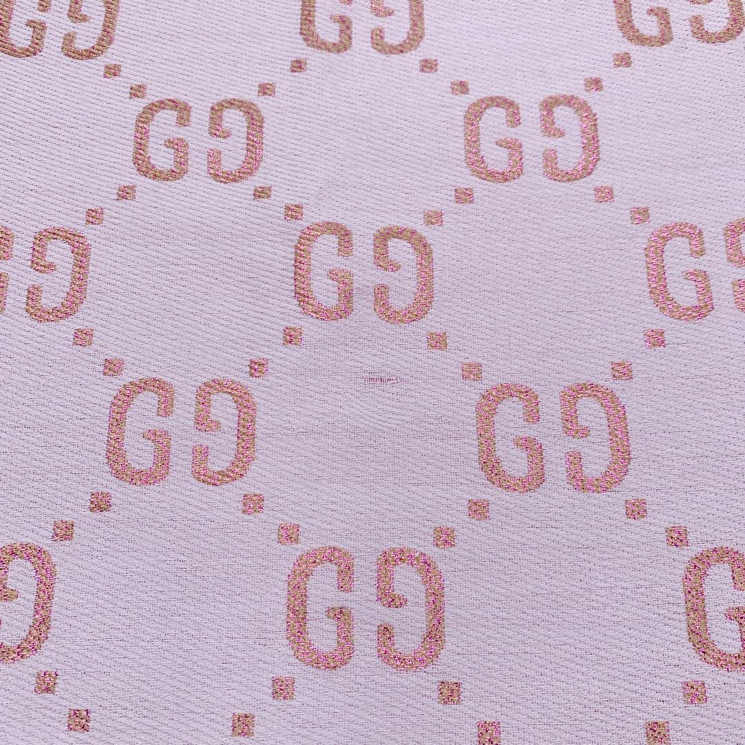 Auth GUCCI GG Logo Pattern Reversible Stole Wool Silk Pink Purple from japan thumbnail 12