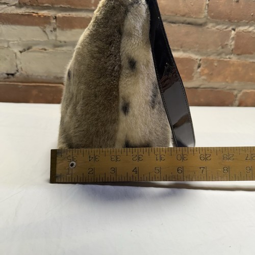 VTG ALFREDO PICCHI Brown Soft Leather Faux Lynx Fur Purse Shoulder Bag-ITALY Y2K - Picture 6 of 9