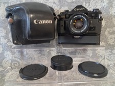 Canon A1 35mm SLR FD +50mm f1.8 + Powerwinder + Canon Case - WORKING / GOOD COND
