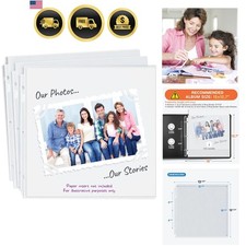 Scrapbook Refill Pages 12x12 Set of 25 Super Heavyweight Clear Photo Album Sh...