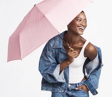 VICTORIA'S SECRET 2025 COMPACT UMBRELLA ICONIC STRIPE PINK WHITE PORATABLE