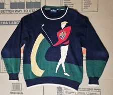 Vintage Par Four Golf Knit Sweater Men's Large Color Block 90s Pullover