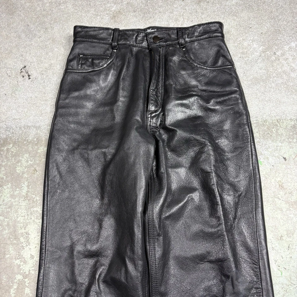 Pantalones de cuero negros vintage Wilsons Máxima para mujer talla 8 (27x34) pierna recta Foto 2 de 4