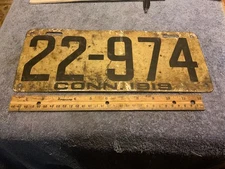 1919 Connecticut License Plate 22 974