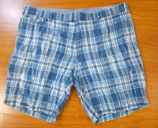 Polo Ralph Lauren Shorts 40 Linen Blue White Plaid Classic Fit India Madras Mens
