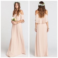 SMYM Caitlin Ruffle Maxi Dress Dusty Blush Crisp