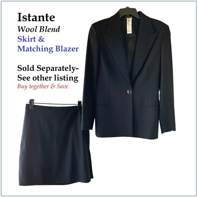 Istante Womens Wool Blend Black Blazer Jacket Size M Lined | eBay display picture 1