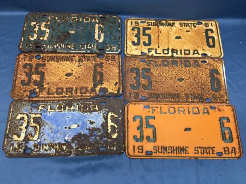 Vintage 58, 59, 60, 61, 62, 64 Madison Florida License Plates All Same Number