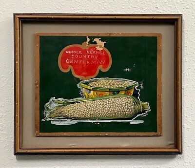 Original Artwork Painting Markup for Del Monte Foods Corn Label Marked Olin Sohm
