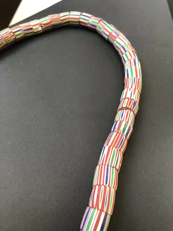 20" Striped Chevron Slices, Red, White, Green & Blue Trade Beads, 12x12 avg - Image 2 of 4