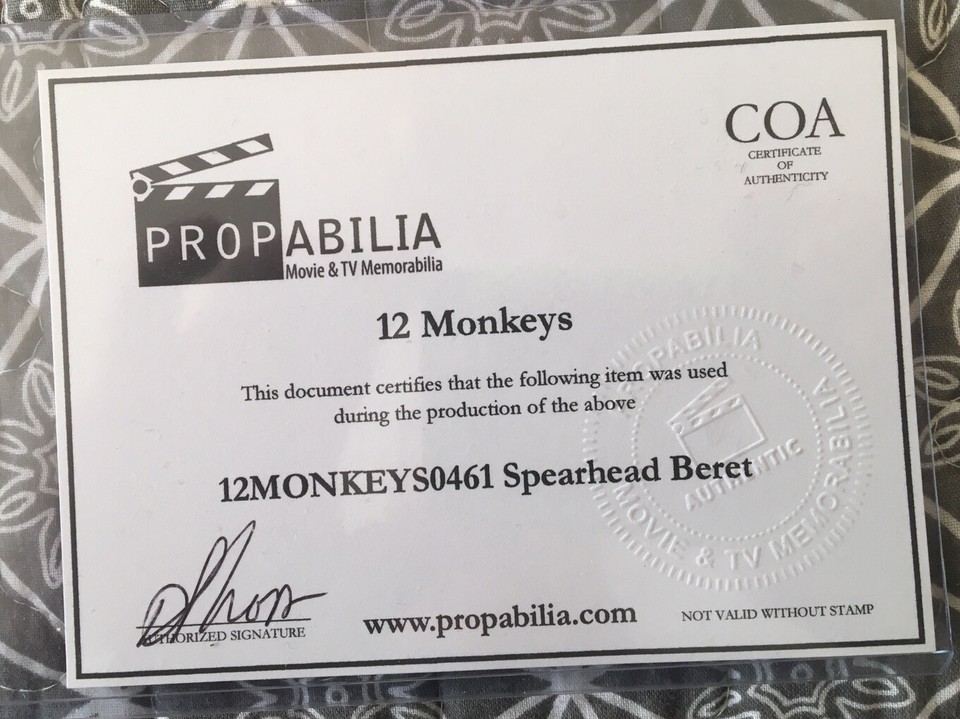 12 MONKEYS ORIGINAL SCREEN USED TV PROP SPEARHEAD BERET HAT W/ COA | eBay