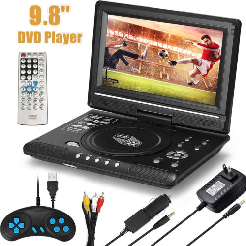 Portable 9.8" HD DVD CD Player 270°Swivel Car TV Player FM Radio+Gamepad G6A8 - Picture 1 of 12