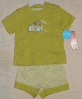 Infant Baby Boy Carters 2Pc T-Shirt Shorts Green Stripes Comfy Set Sz 6 Months — photo 3
