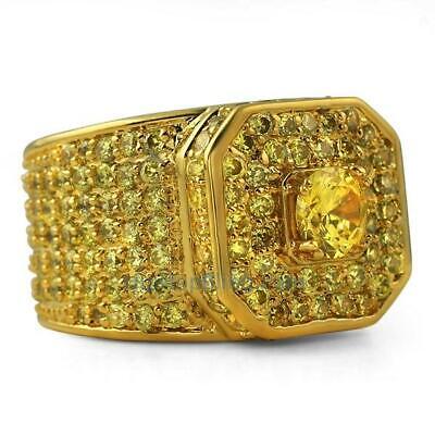 Canary Fully Iced Out Micropave Cubic Zirconia Mens Ring