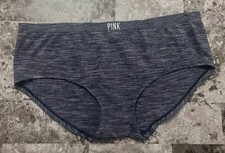 NWT VICTORIA'S SECRET PINK LARGE BLUE MARLED LOGO SEAMLESS RARE HIPSTER PANTIES