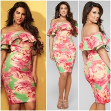 🌸☘ NWT Guess by Marciano Off-The-Shoulder Scuba Dress Multicolor Size XS 🌸☘️