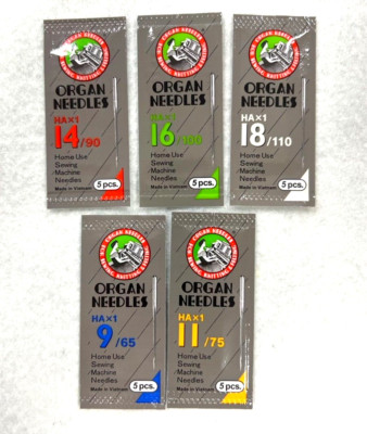 Organ-HAX1 Sewing Needles Mixed Size - for Janome, Elna, Singer, Pfaff, Brother