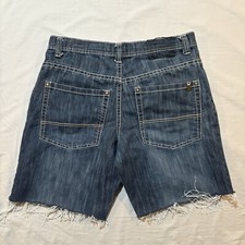 Y2K Southpole Baggy Cut Off Jean Shorts Size 36 Gold Tab Cyber Grunge