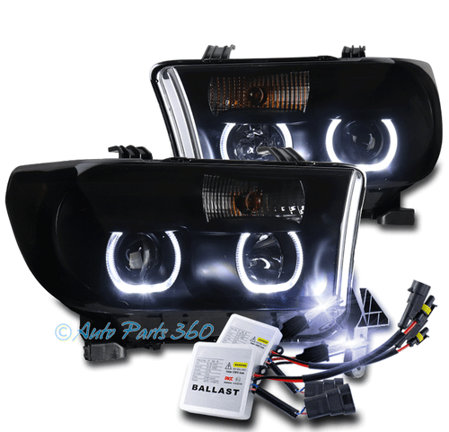 FOR 07-13 TUNDRA/08-17 SEQUOIA HALO BLACK/SMOKE PROJECTOR HEADLIGHT +10K HID KIT - Imagen 1 de 4
