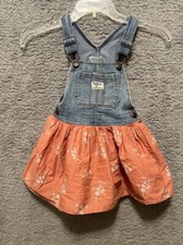 Oshkosh Peach Color Floral Pattern Overall Skirt Toddler Size 4T