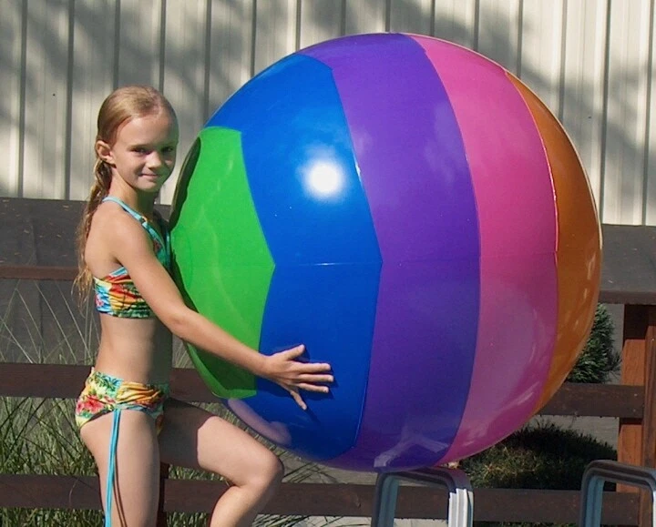 48 OMS Inflatable BEACH BALL Glossy VINTAGE Vinyl EARLY STYLE Original  Color Y 