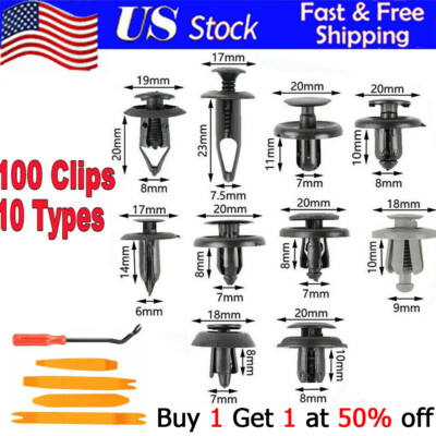 100pcs Bumper Clips FENDER TRIM Car Push Pin Rivet Fastener Retainer 9 8 7 6mm