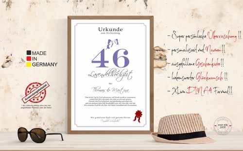 Hochzeitstag Geschenk Urkunde 1-80 Hochzeitstag Ehejubiläum wählbar - Bild 329 von 567