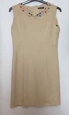 Collection London Beige Embellished Scuba Dress Size 14