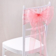 100x Coral Organza Chair Sashes Bow Wedding Banquet Anniversary Party Ceremony