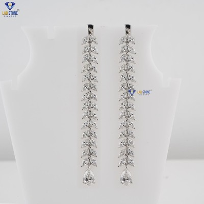 4.33 Marquise & Pear Cut Labgrown Drop Diamond Earring 925 Silver Labstone