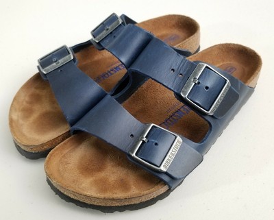 birkenstock arizona oiled leather blue