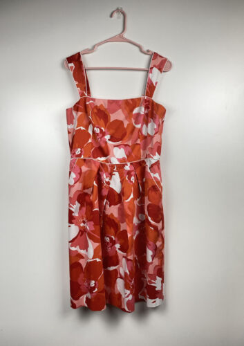 Tahari Floral Sleeveless Dress Size 12 Pink Red Or