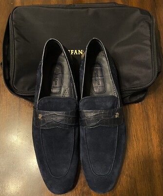 NEW $2,600 Stefano Ricci Luxury Loafers - Crocodile & Suede - Size 11.5US w/Bag