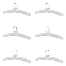 6 Pcs Smooth Satin Padded Hangers White 15"L For Dress Bridal Cloth Hanging