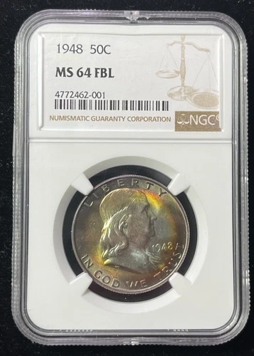 1948 Franklin Half Dollar 50c NGC MS 64 Toned