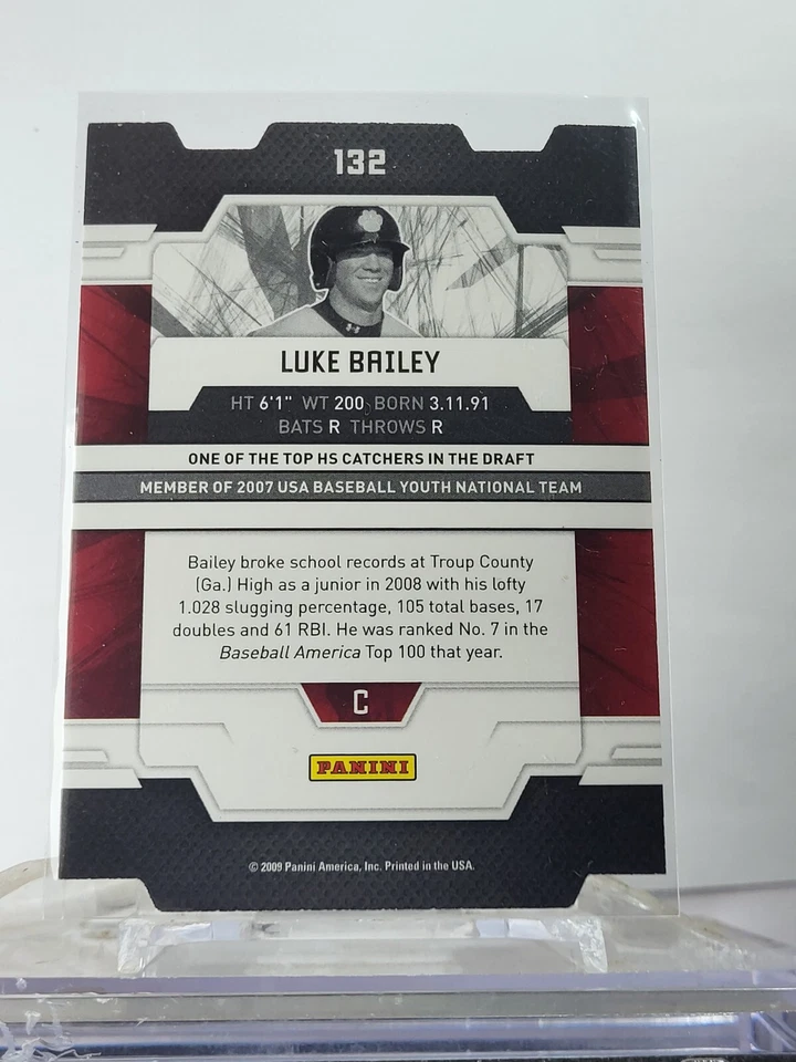 2009 Panini Donruss Elite RC Die Cut card #132 #D /50 Luke Bailey Tampa Bay - Image 2 of 2