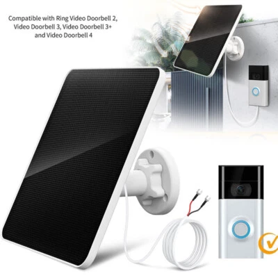 Solar Panel Charger 4W for Ring Video Doorbell 4/3/2 Solar Charger W/Power Cable
