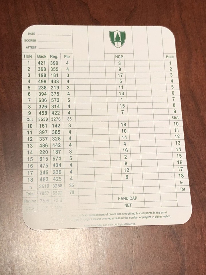 Pine Valley Golf Club Original Scorecards - New &amp; Unmarked Mint Condition | eBay